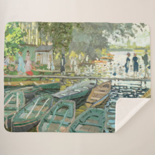 Cobertor Sherpa Claude Monet. Banhistas em La Grenouillère