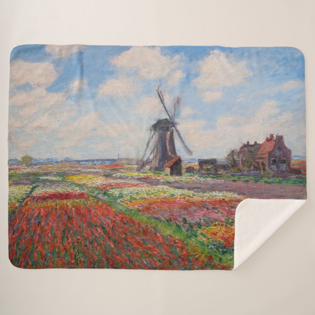 Cobertor Sherpa Claude Monet - Campo das Tulipas na Holanda (Frente (Horizontal))