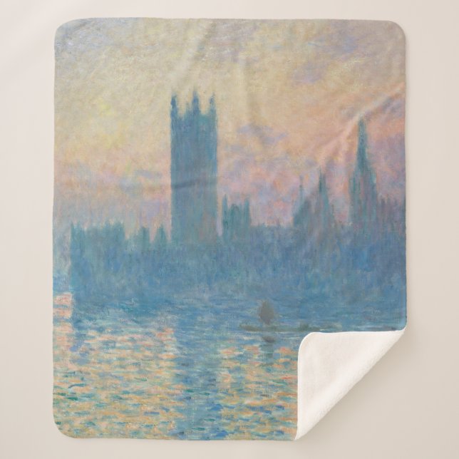 Cobertor Sherpa Claude Monet Parlamento Europeu Sunset (Frente)
