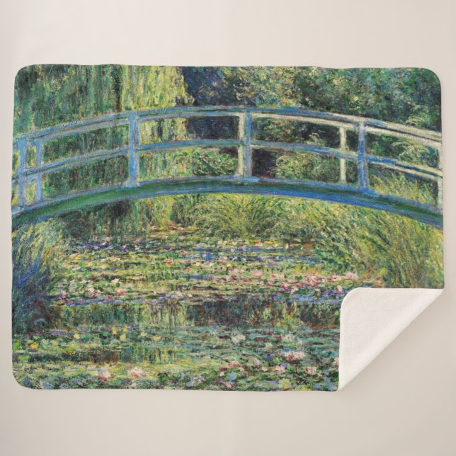 Cobertor Sherpa Claude Monet - Water Lily Pond & Japanesese Bridge (Frente (Horizontal))