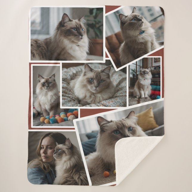 Cobertor Sherpa Cluster de fotos Brown - 7 fotos dispersas (Frente)