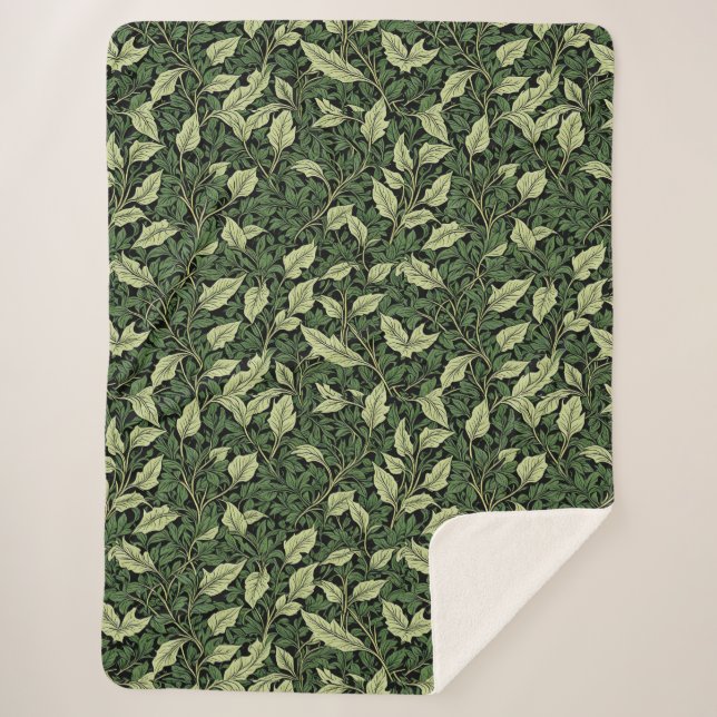 Cobertor Sherpa Cluster de Vinhas em Sombras de Verde (Frente)