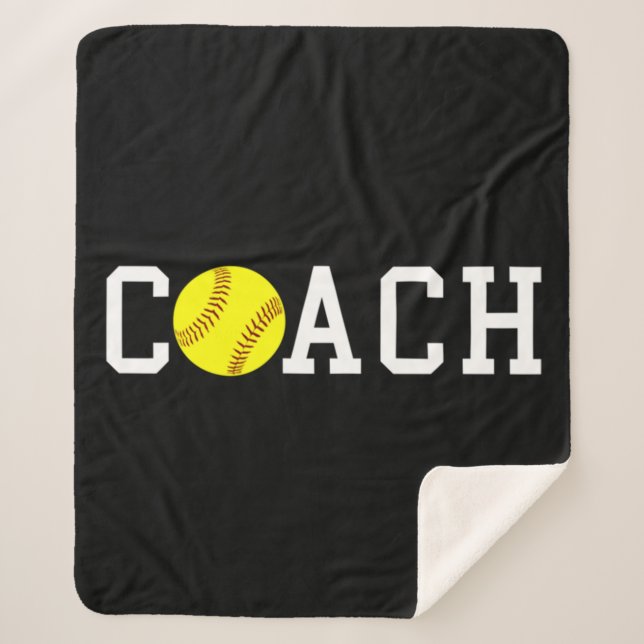 Cobertor Sherpa Coach Fast-pitch Softball Gift Idea print (Frente)