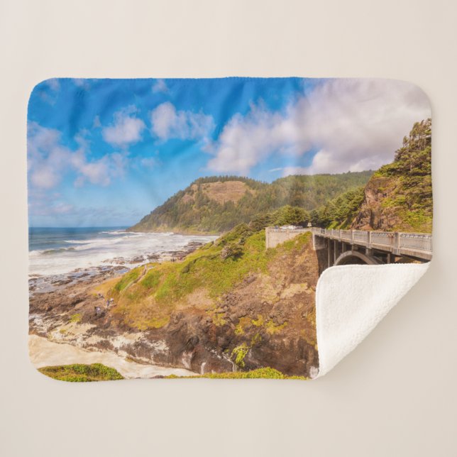 Cobertor Sherpa Coastline | Cook's Chasm, Yachats, Oregon (Frente (Horizontal))