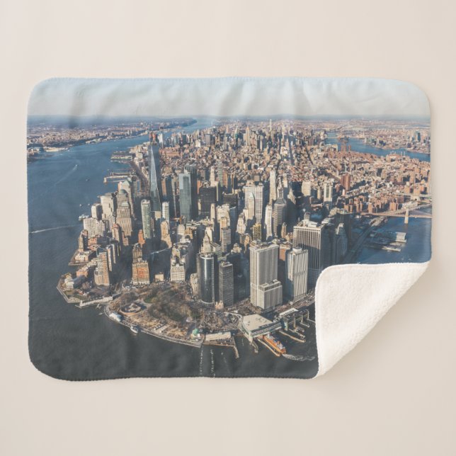 Cobertor Sherpa Coastline | Manhattan, Nova Iorque (Frente (Horizontal))