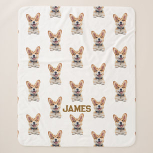 Cobertor Sherpa Cobertorzinho de Bebê Corgi Fofo – Personalizado