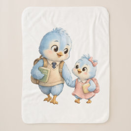 Cobertor Sherpa Cobertorzinho de Bebê Irmão Irmã Pássaro Azul Fofo