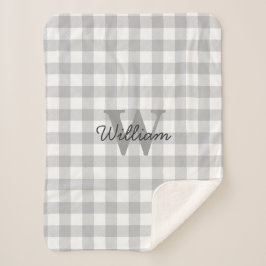 Cobertor Sherpa Cobertura cinzenta do teste padrão da xadrez