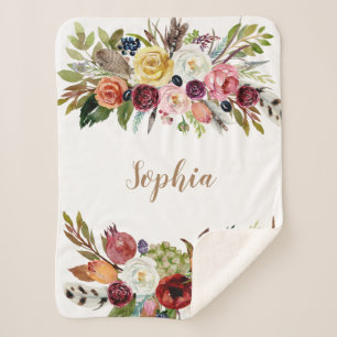 Cobertor Sherpa Cobertura de bebê personalizada com florea aquát