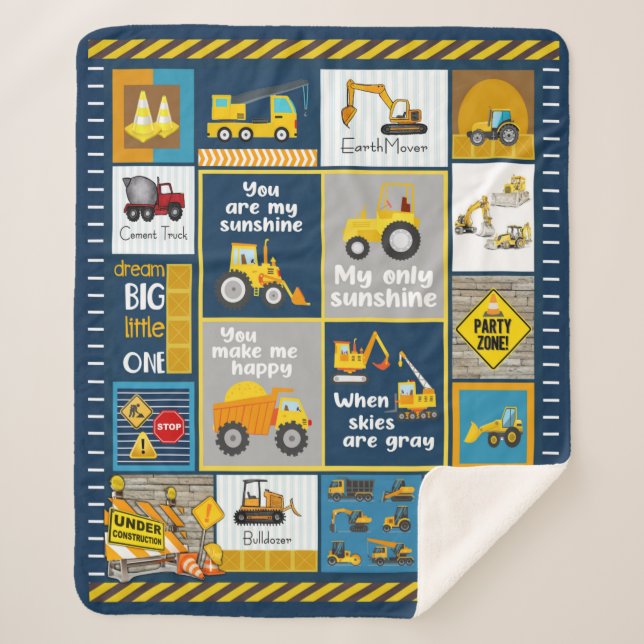 Cobertor Sherpa Cobertura de Construção, Presentes de Construção (Frente)