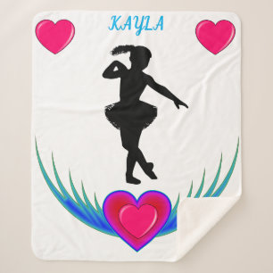 Cobertor Sherpa Cobertura de dança com bailarina e corações cor-de
