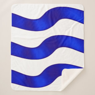 Cobertor Sherpa Cobertura de fita azul com fundo branco.