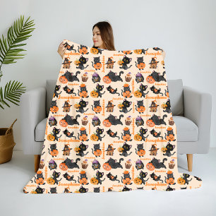 Cobertor Sherpa Cobertura de Gato de Halloween Personalizada - Gat