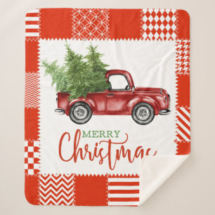 Cobertor Sherpa Cobertura de Natal com caminhão vermelho vintage c