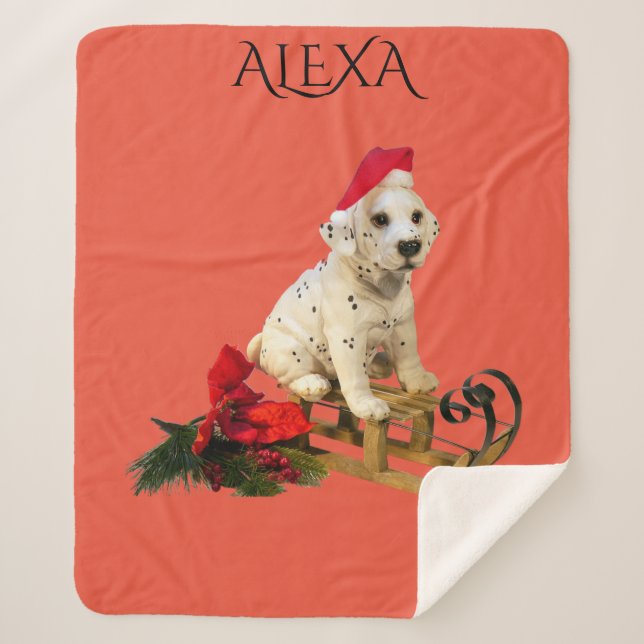 Cobertor Sherpa Cobertura de natal com nome personalizado. (Frente)