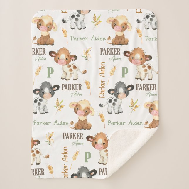 Cobertor Sherpa Cobertura personalizada para bebês de vaca | 30x40 (Frente)