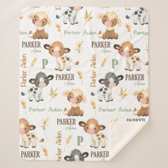 Cobertor Sherpa Cobertura personalizada para bebês de vaca | 50x60 (Frente)