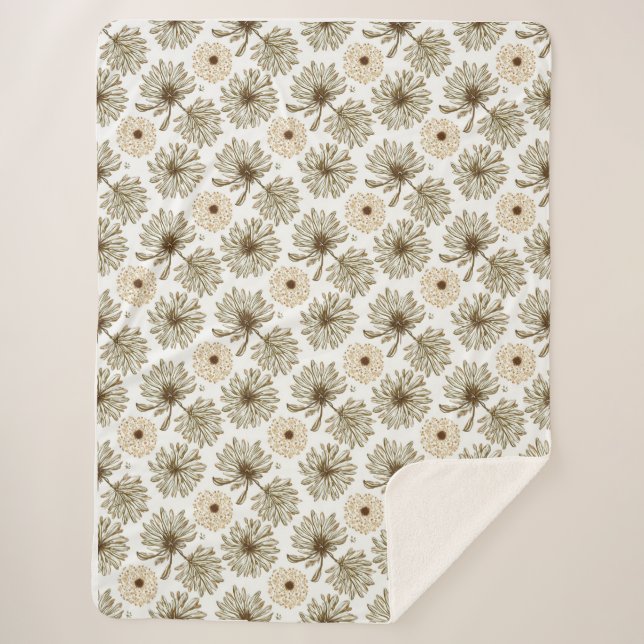 Cobertor Sherpa Cobertura quente de estilo botânico (Frente)