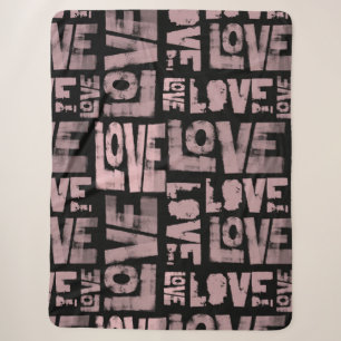 Cobertor Sherpa Cobertura Urbana - Grafite de Amor - Preto Rosa