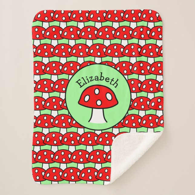 Cobertor Sherpa Cobertura vermelha de Sherpa do cogumelo (Frente)