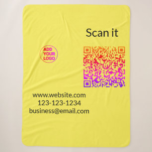 Cobertor Sherpa Código QR minimalista simples adicionar logotipo n