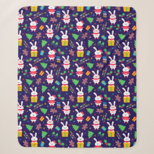 Cobertor Sherpa Coelhinhos de Natal Engraçados