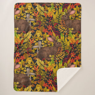 Cobertor Sherpa Coelho do outono a preto