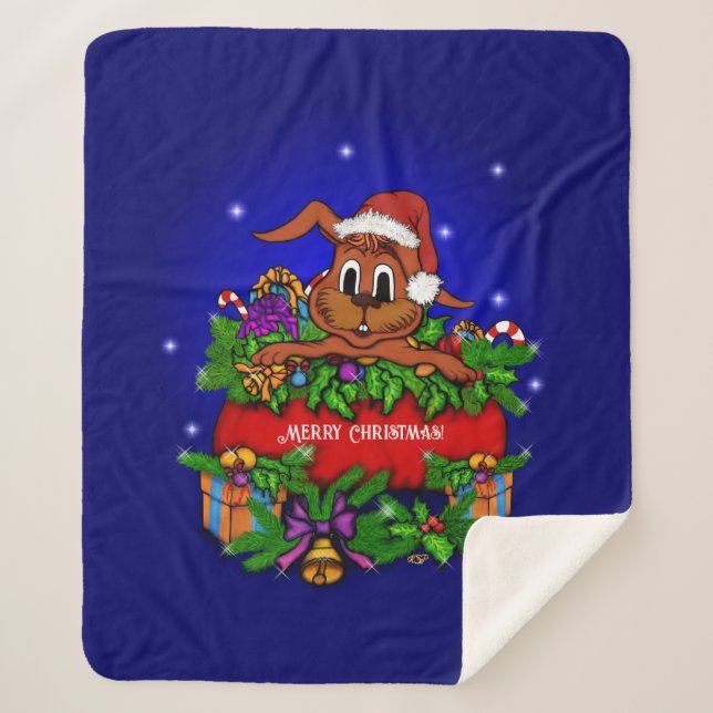 Cobertor Sherpa Coelho Natal (Frente)