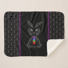 Cobertor Sherpa Coelho Negro Cinto com Alma Arco-Íris Chakra