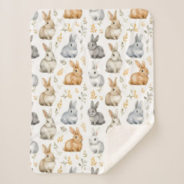 Cobertor Sherpa Coelhos E Folhas