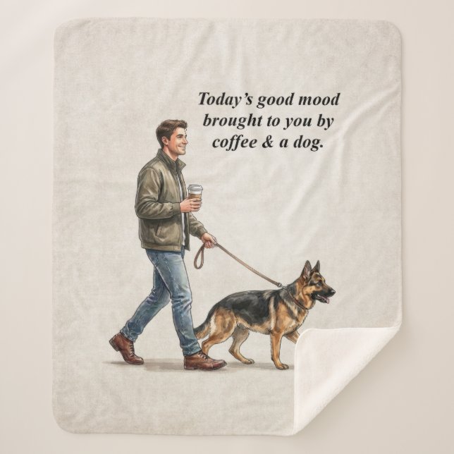Cobertor Sherpa Coffee & a Shepherd Cozy Day (Frente)