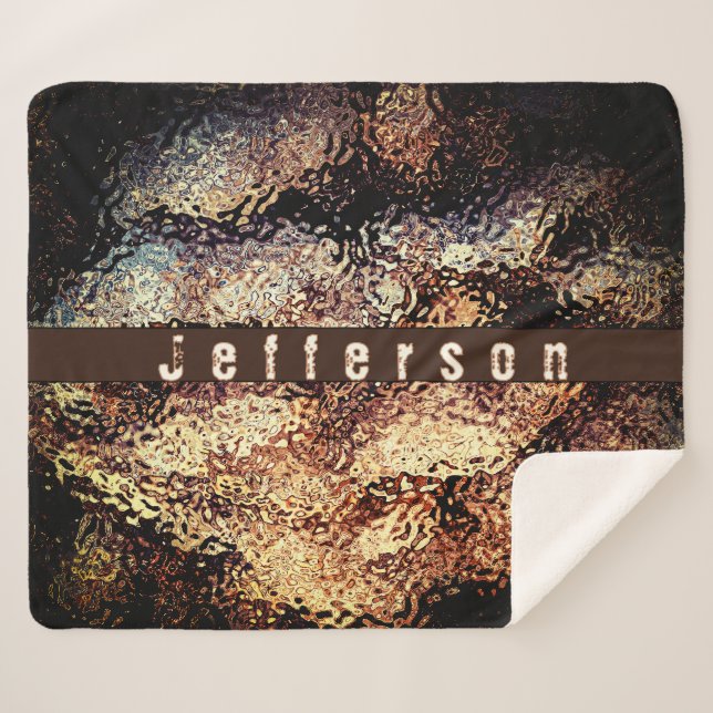 Cobertor Sherpa Cogumelo Abstrato Brown Personalizado (Frente (Horizontal))