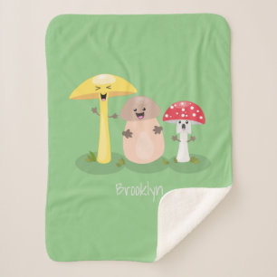 Cobertor Sherpa Cogumelo kawaii fofo fungo cogumelo
