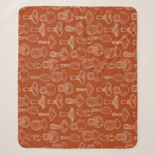 Cobertor Sherpa Cogumelos Desenhados: Um Fundo Bonito E Invisível.