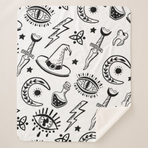 Cobertor Sherpa Coisas mágicas, tinta desenhando sobre fundo branc