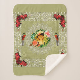 Cobertor Sherpa Colagem da safra Retro com rendas e flores