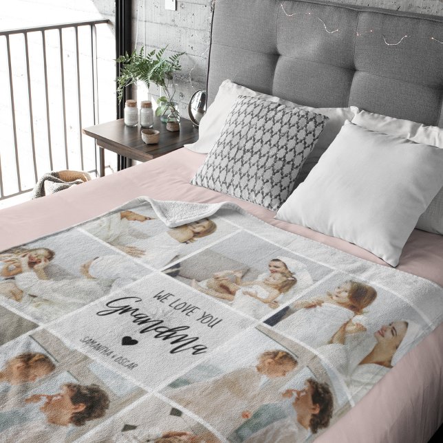 Cobertor Sherpa Colagem De Cinzas Fotográficas Que Amo Sua Avó Mel (Criador carregado)