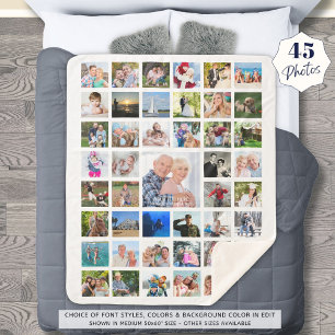 Cobertor Sherpa Colagem de Fotografias 45 Fotos Personalizados pel