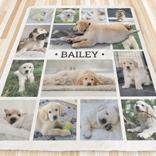 Cobertor Sherpa Colagem de Fotografias de Cães Simples Preto e Bra