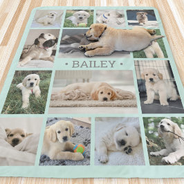 Cobertor Sherpa Colagem de Fotografias de Cães Simples Teal Modern