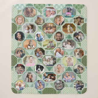 Cobertor Sherpa Colagem de Fotografias Familiares Fácil Compilação