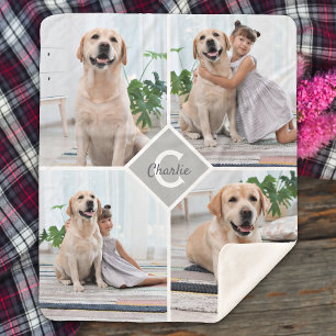 Cobertor Sherpa Colagem de Fotografias Moderna Pet Dog