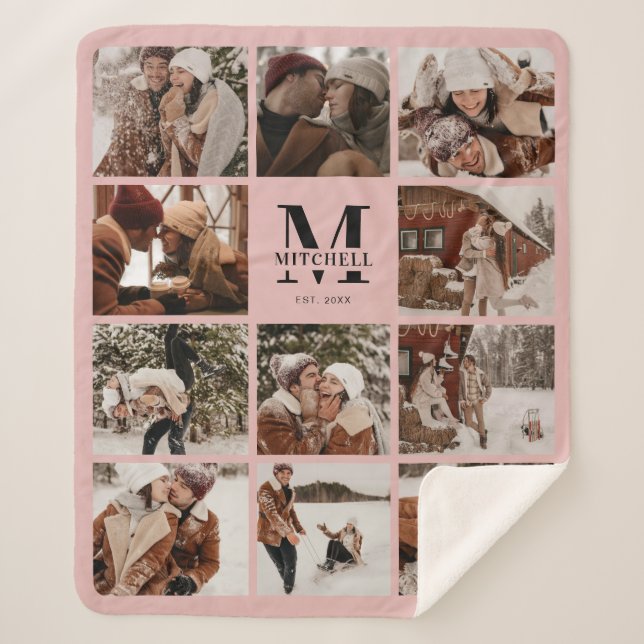 Cobertor Sherpa Colagem de Fotografias Multiplas Rosa Espelho Mode (Frente)
