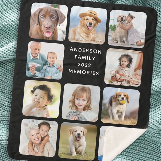 Cobertor Sherpa Colagem de Fotografias Personalizada 11 Crie a sua (Criador carregado)