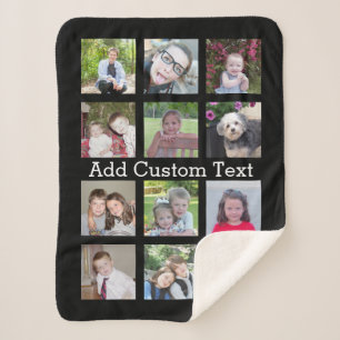 Cobertor Sherpa Colagem de Fotos 12 com Fundo Preto