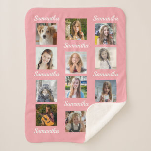 Cobertor Sherpa Colagem de Fotos 12 Crianças de Imagens do Instagr