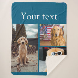 Cobertor Sherpa Colagem de fotos com nome simples e colorido de an