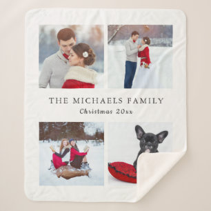 Cobertor Sherpa Colagem de Fotos de Feriado Adicionar Nome Fleece 