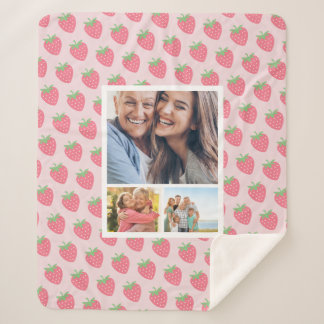 Cobertor Sherpa Colagem de Fotos de Morango