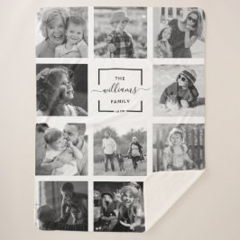 Cobertor Sherpa Colagem de Fotos de Nome Personalizado Moderno